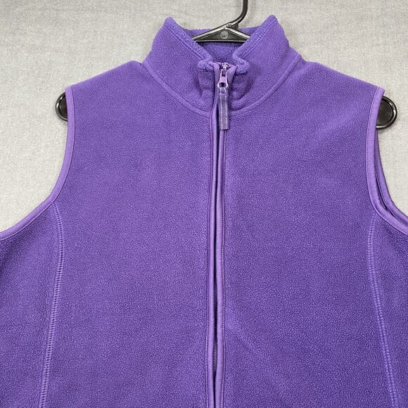 Jason Maxwell Womens Purple Fleece Vest Size Large Full Zip With Pockets - Picture 7 of 10